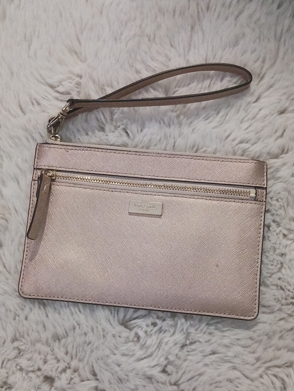 kate spade Metallic Rose Gold Wristlet Clutch